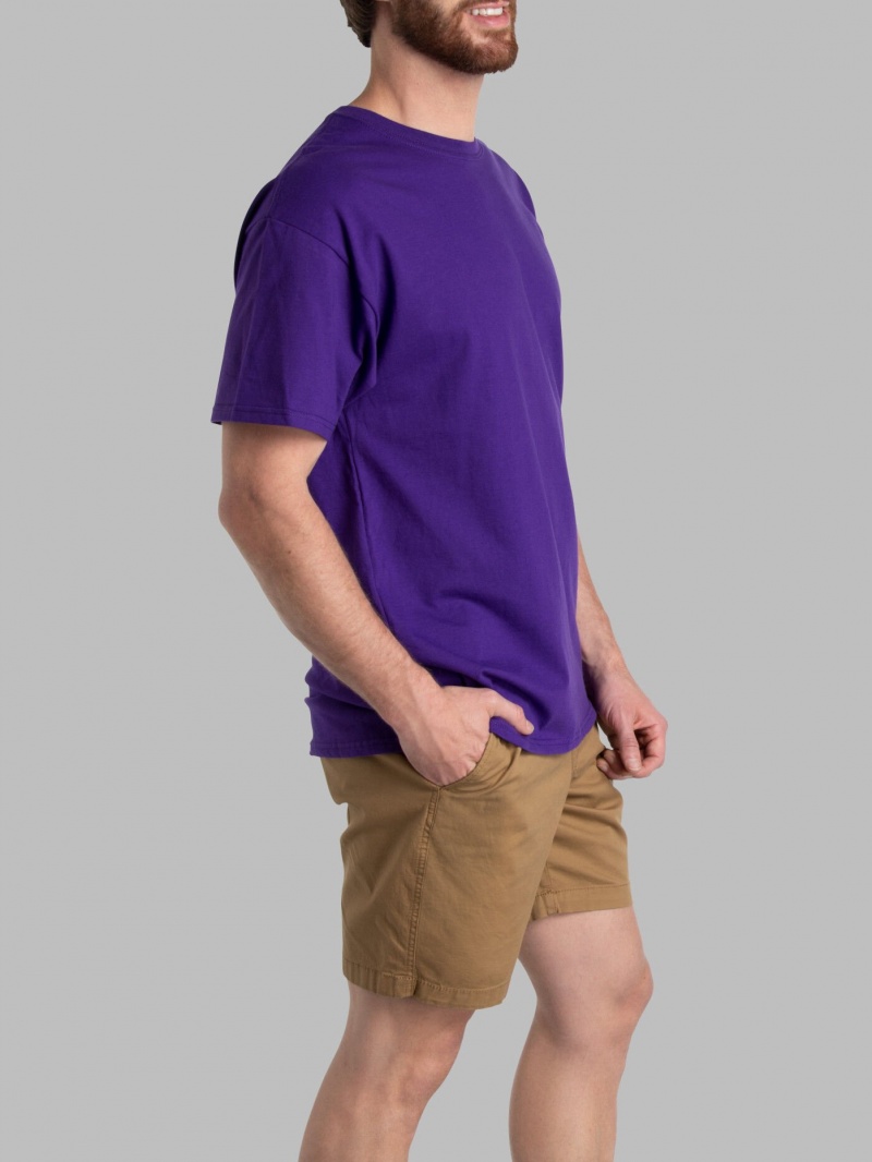 Rocky Mt Purple Fruit Of The Loom Eversoft® Short Sleeve Crew, Extended Sizes 2 Pack Men's T Shirts | JBU482603