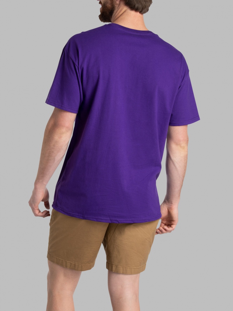 Rocky Mt Purple Fruit Of The Loom Eversoft® Short Sleeve Crew, Extended Sizes 2 Pack Men's T Shirts | JBU482603