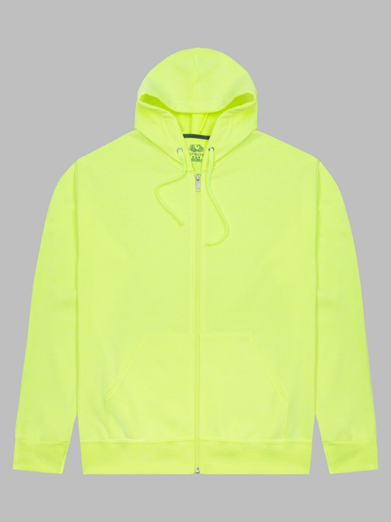 Safety Green Fruit Of The Loom EverSoft® Fleece Full Zip, Extended Sizes Men's Hoodie | FSW429731