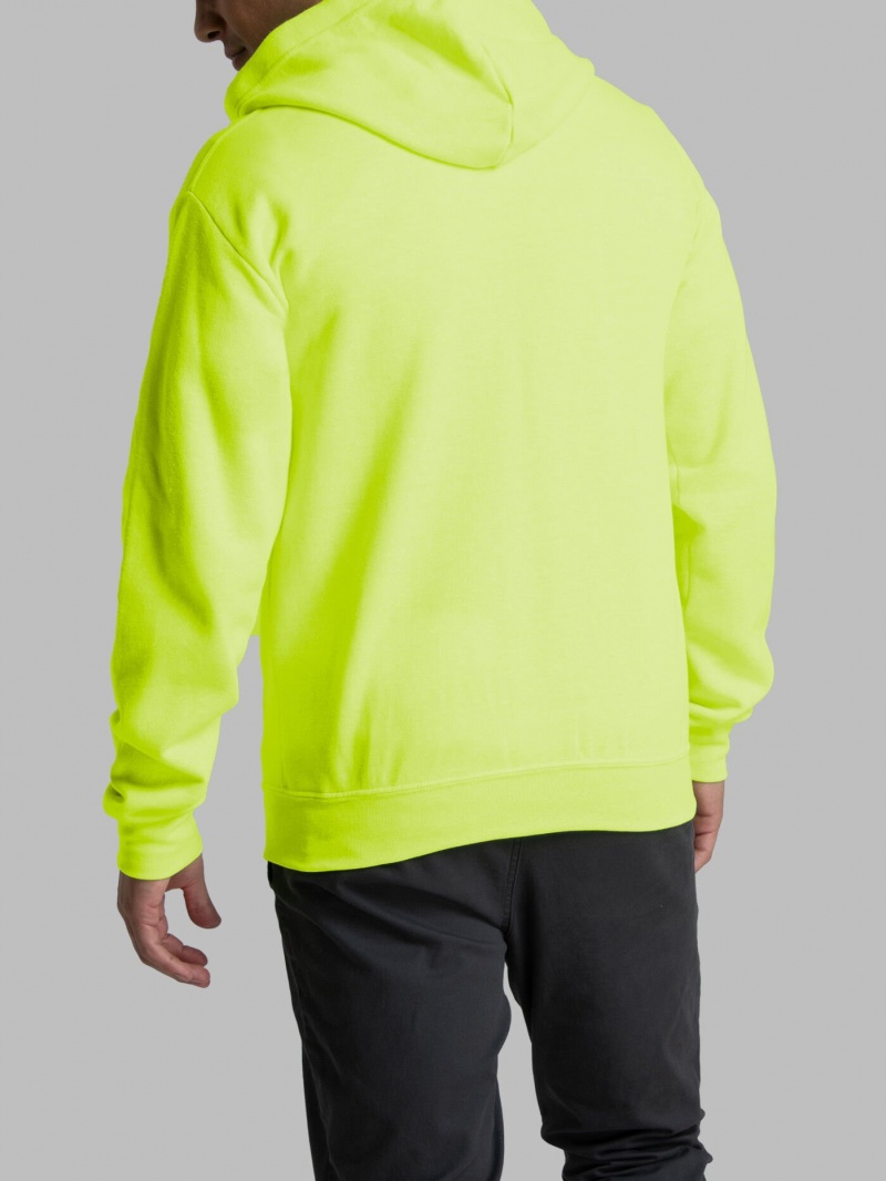 Safety Green Fruit Of The Loom EverSoft® Fleece Full Zip, Extended Sizes Men's Hoodie | FSW429731