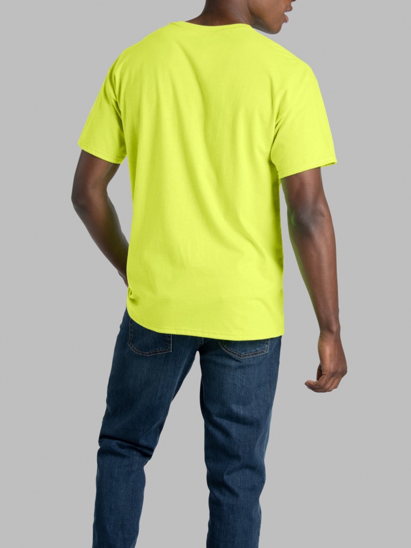 Safety Green Fruit Of The Loom Eversoft® Short Sleeve Crew, Extended Sizes 2 Pack Men's T Shirts | HNY145809