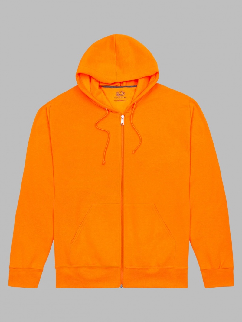 Safety Orange Fruit Of The Loom EverSoft® Fleece Full Zip, Extended Sizes Men's Hoodie | SQW823760