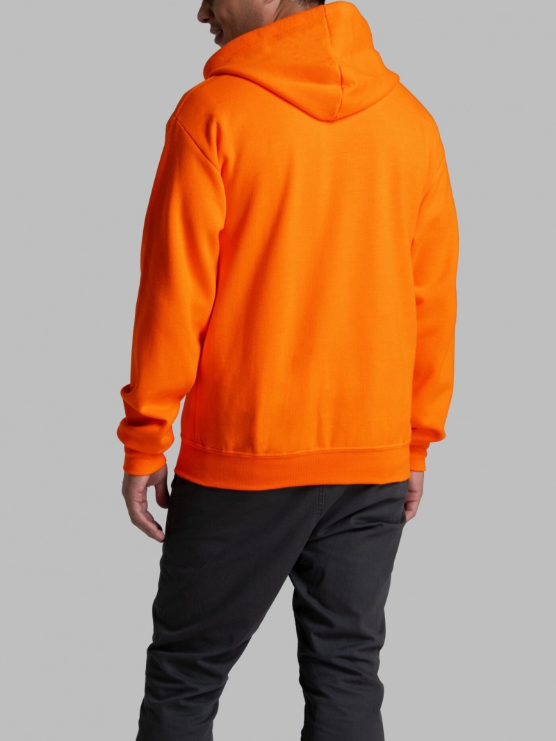 Safety Orange Fruit Of The Loom EverSoft® Fleece Full Zip, Extended Sizes Men's Hoodie | SQW823760