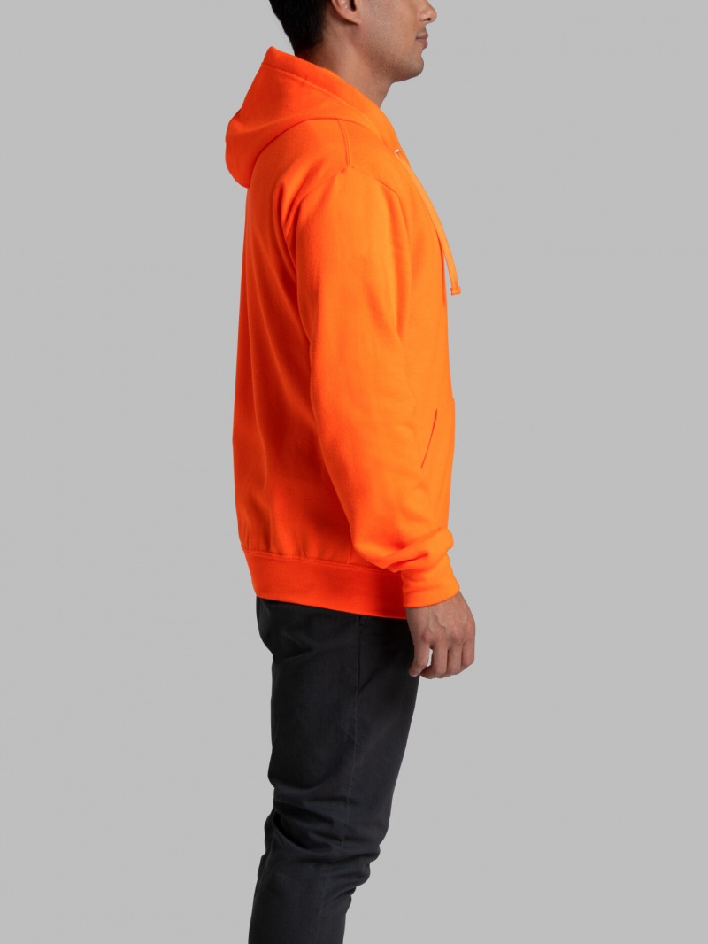 Safety Orange Fruit Of The Loom EverSoft® Fleece Full Zip Men's Hoodie | AUT091472