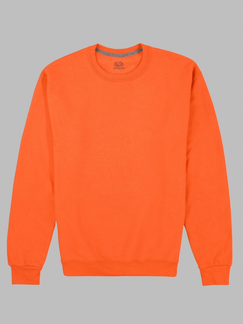 Safety Orange Fruit Of The Loom EverSoft® Fleece Crew, Extended Sizes Men's Sweatshirt | GRK496573