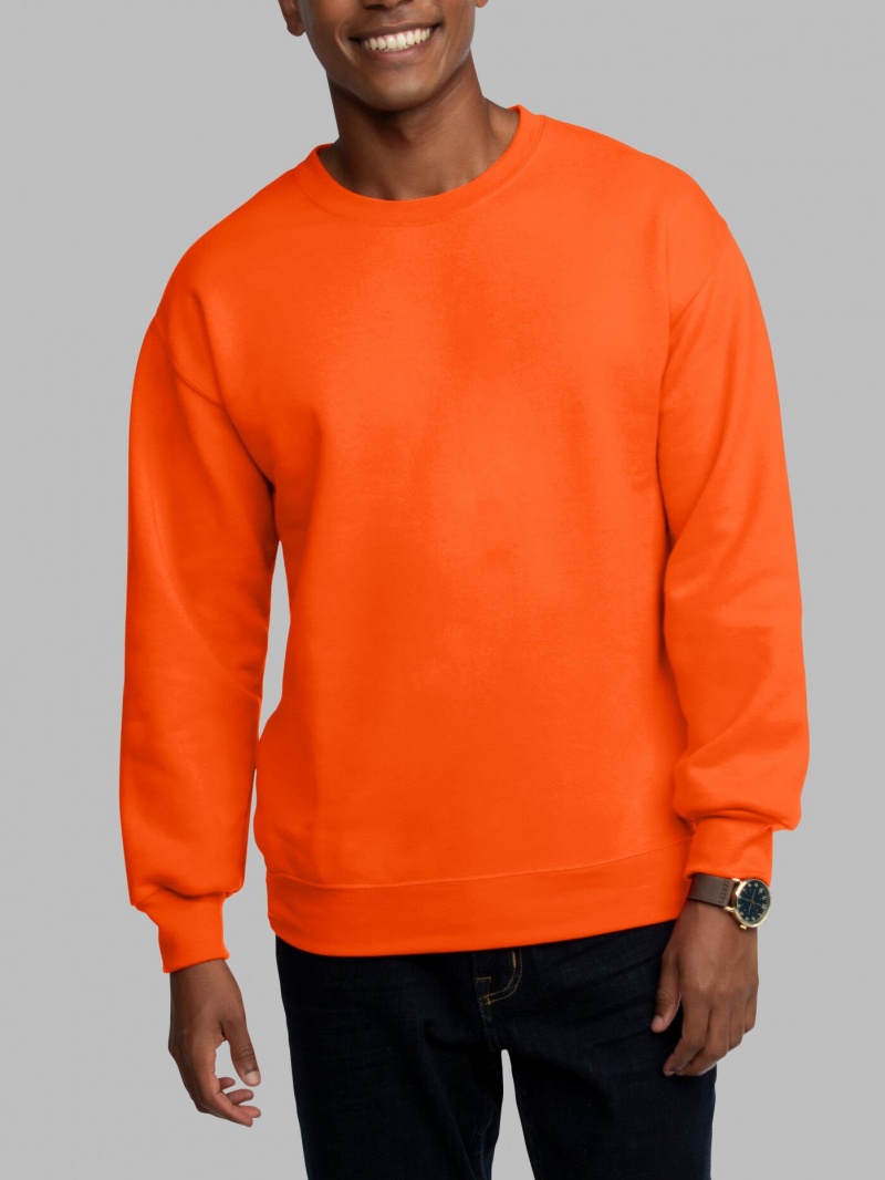 Safety Orange Fruit Of The Loom EverSoft® Fleece Crew, Extended Sizes Men's Sweatshirt | GRK496573