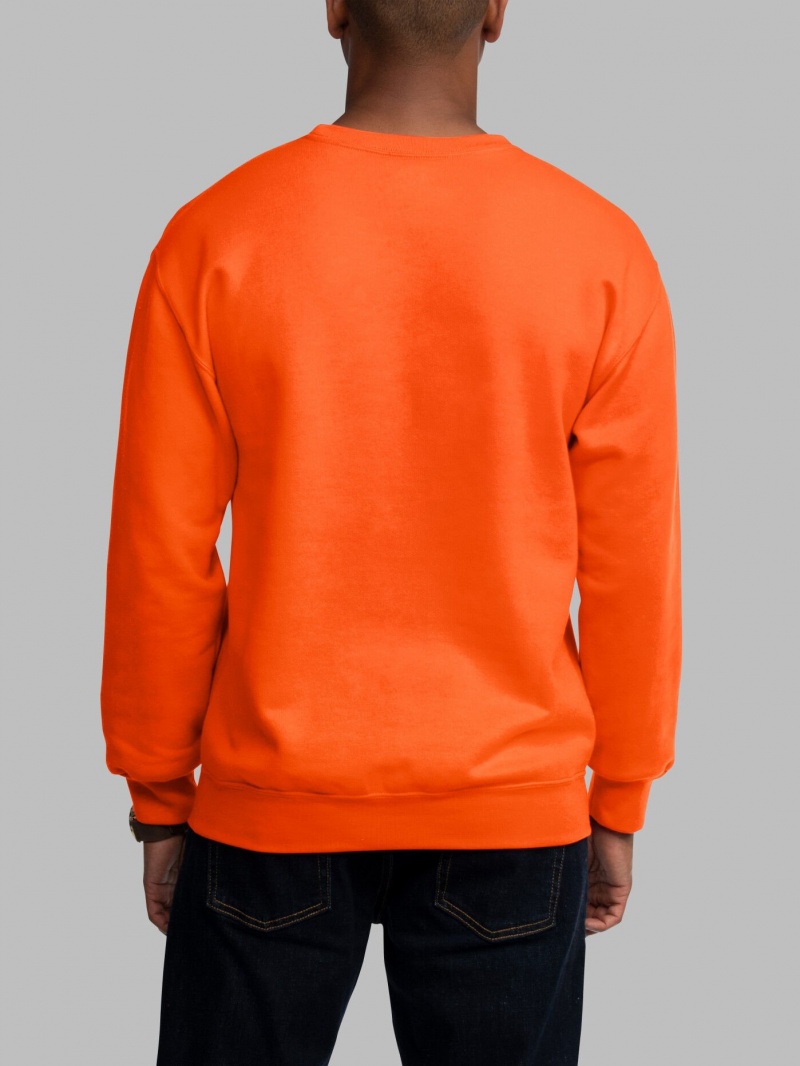 Safety Orange Fruit Of The Loom EverSoft® Fleece Crew, Extended Sizes Men's Sweatshirt | GRK496573