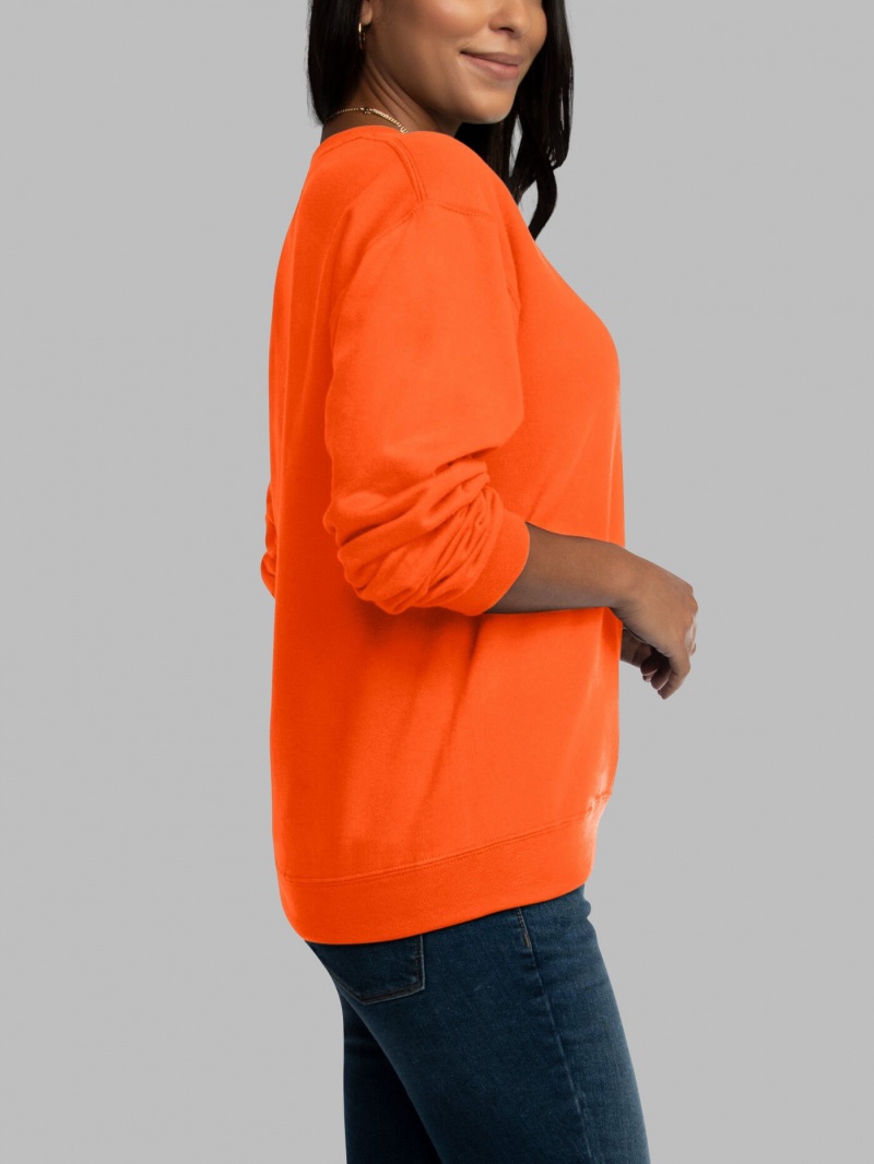 Safety Orange Fruit Of The Loom EverSoft® Fleece Crew, Extended Sizes Men's Sweatshirt | GRK496573