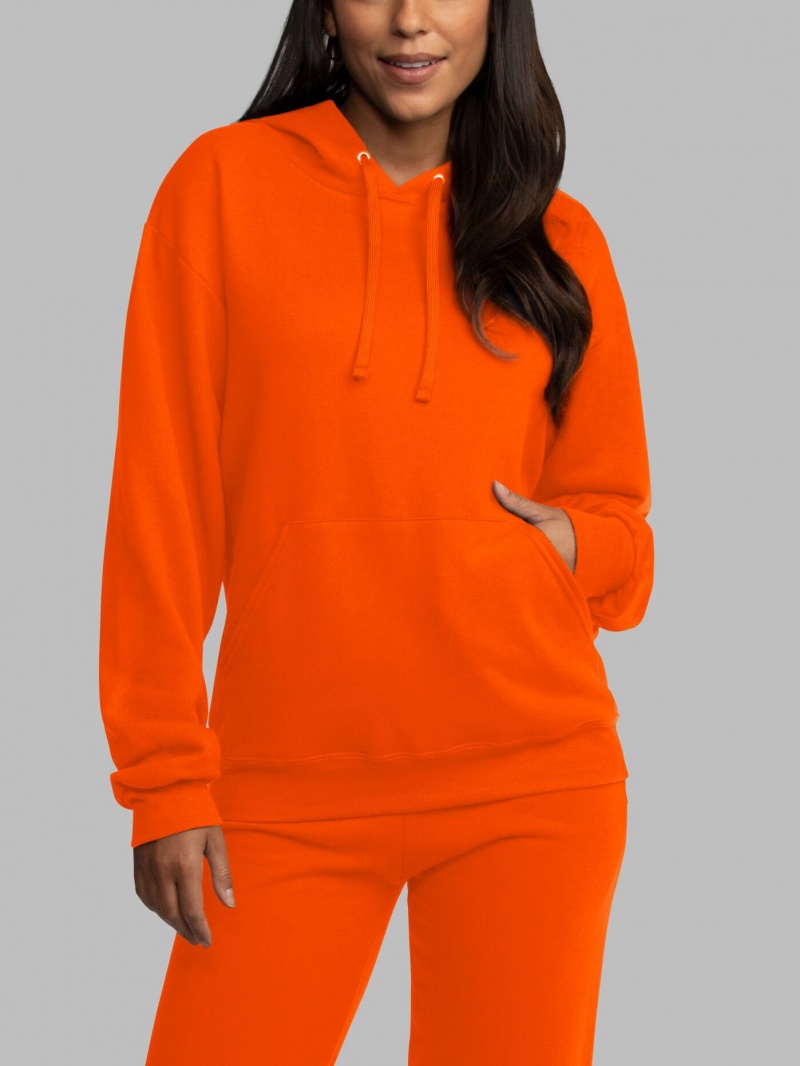 Safety Orange Fruit Of The Loom EverSoft® Fleece Pullover, Extended Sizes Women's Hoodie | HLU096245