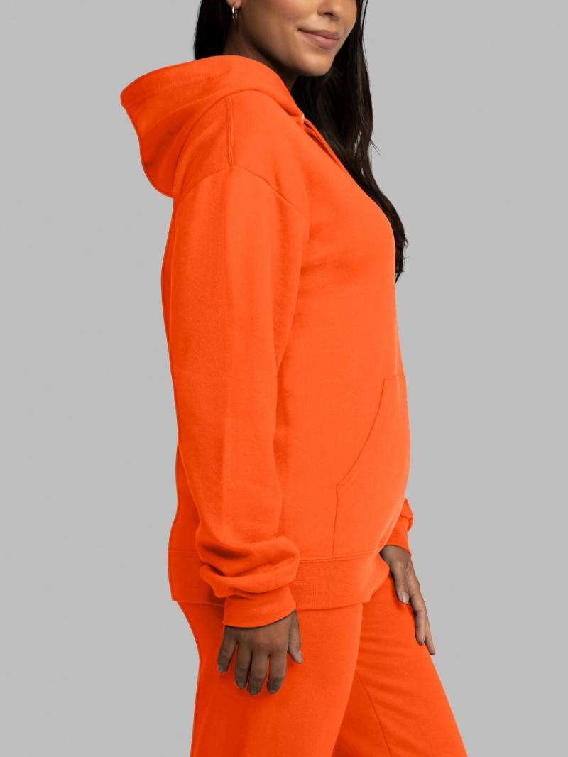 Safety Orange Fruit Of The Loom EverSoft® Fleece Pullover, Extended Sizes Women's Hoodie | HLU096245