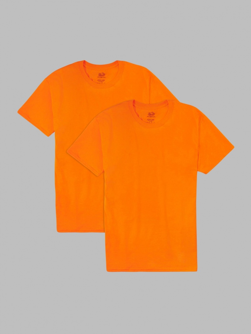 Safety Orange Fruit Of The Loom Eversoft® Short Sleeve Crew, Extended Sizes 2 Pack Men's T Shirts | QMX678041