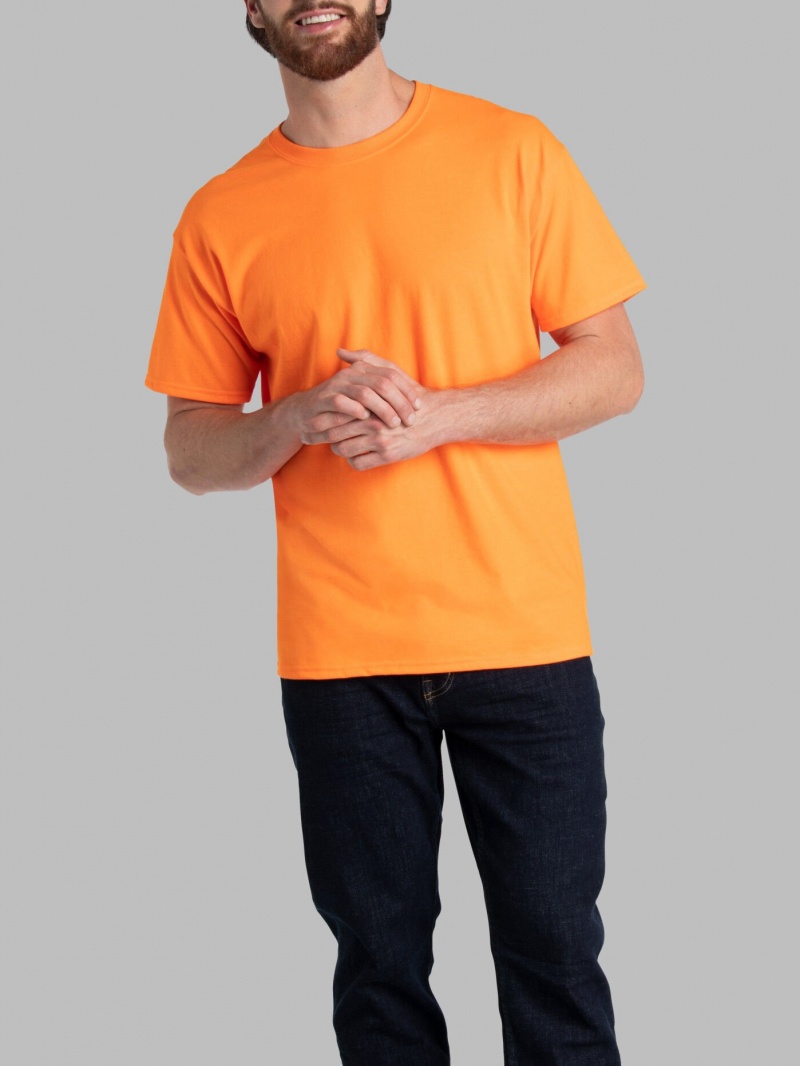 Safety Orange Fruit Of The Loom Eversoft® Short Sleeve Crew, Extended Sizes 2 Pack Men's T Shirts | QMX678041