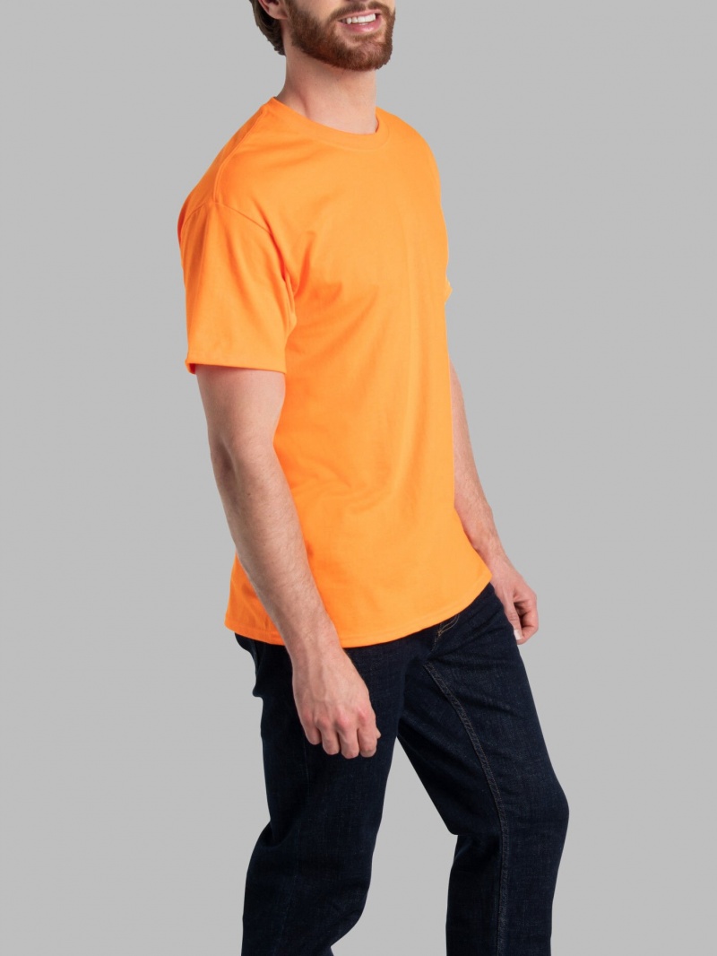 Safety Orange Fruit Of The Loom Eversoft® Short Sleeve Crew, Extended Sizes 2 Pack Men's T Shirts | QMX678041