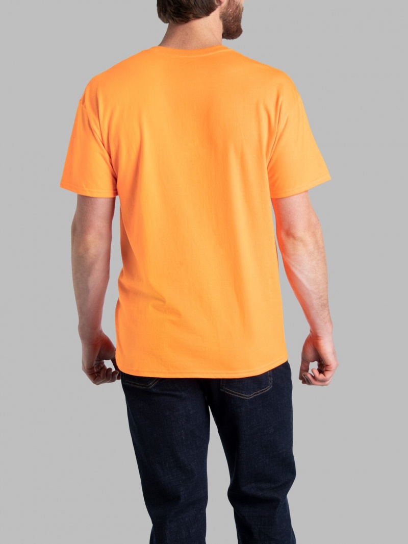 Safety Orange Fruit Of The Loom Eversoft® Short Sleeve Crew, Extended Sizes 2 Pack Men's T Shirts | QMX678041