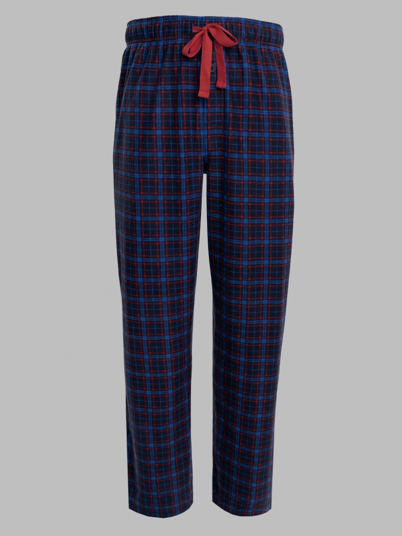 Santa Dog/Blue Fruit Of The Loom Holiday Plaid Microfleece, 2 Pack Men's Sleep Pants | XRZ780295