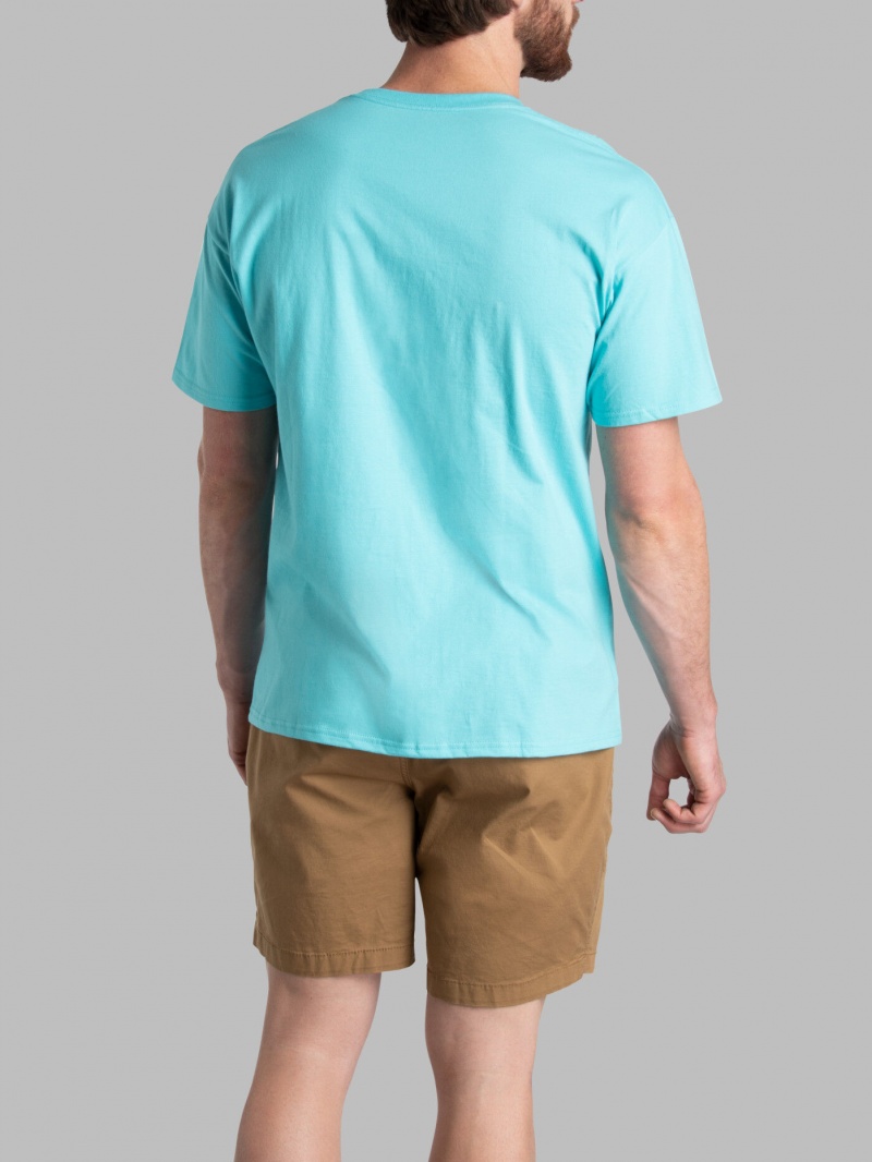 Scuba Blue Fruit Of The Loom Eversoft® Short Sleeve Crew, Extended Sizes 2 Pack Men's T Shirts | JRQ637208