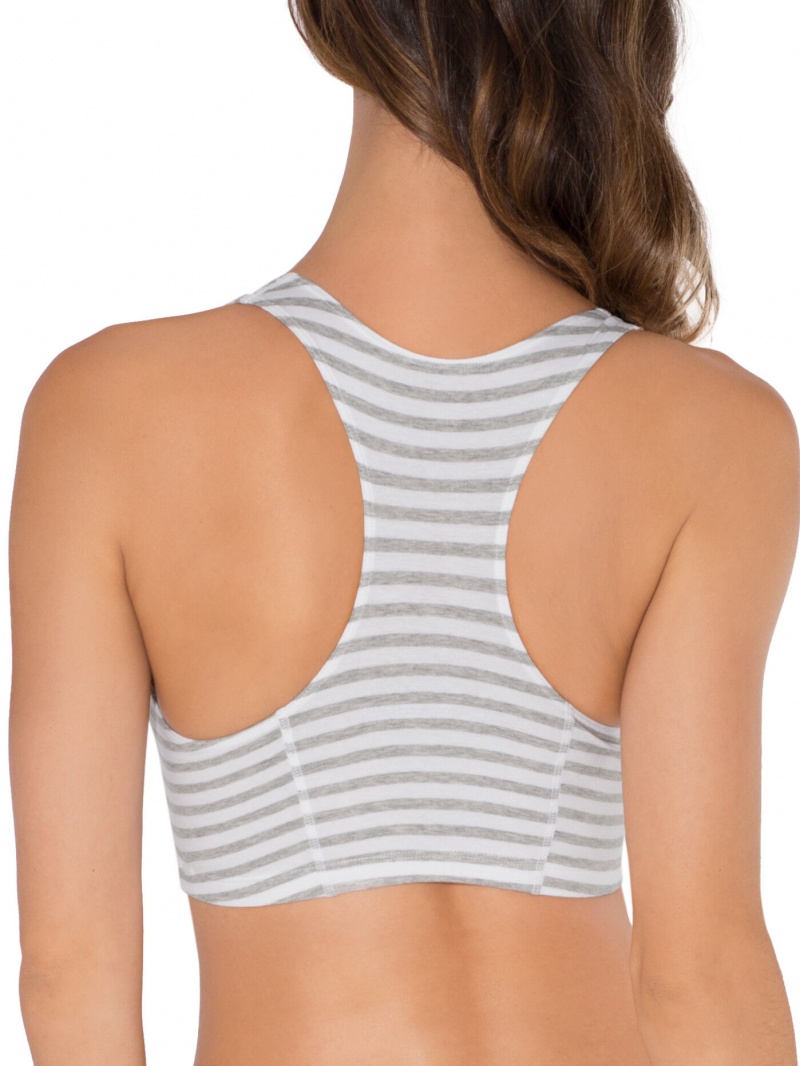 Skinny Stripe/White/Grey Fruit Of The Loom Tank Style Sports Bra, 3 Pack Women's Sports Bra | IJD453012