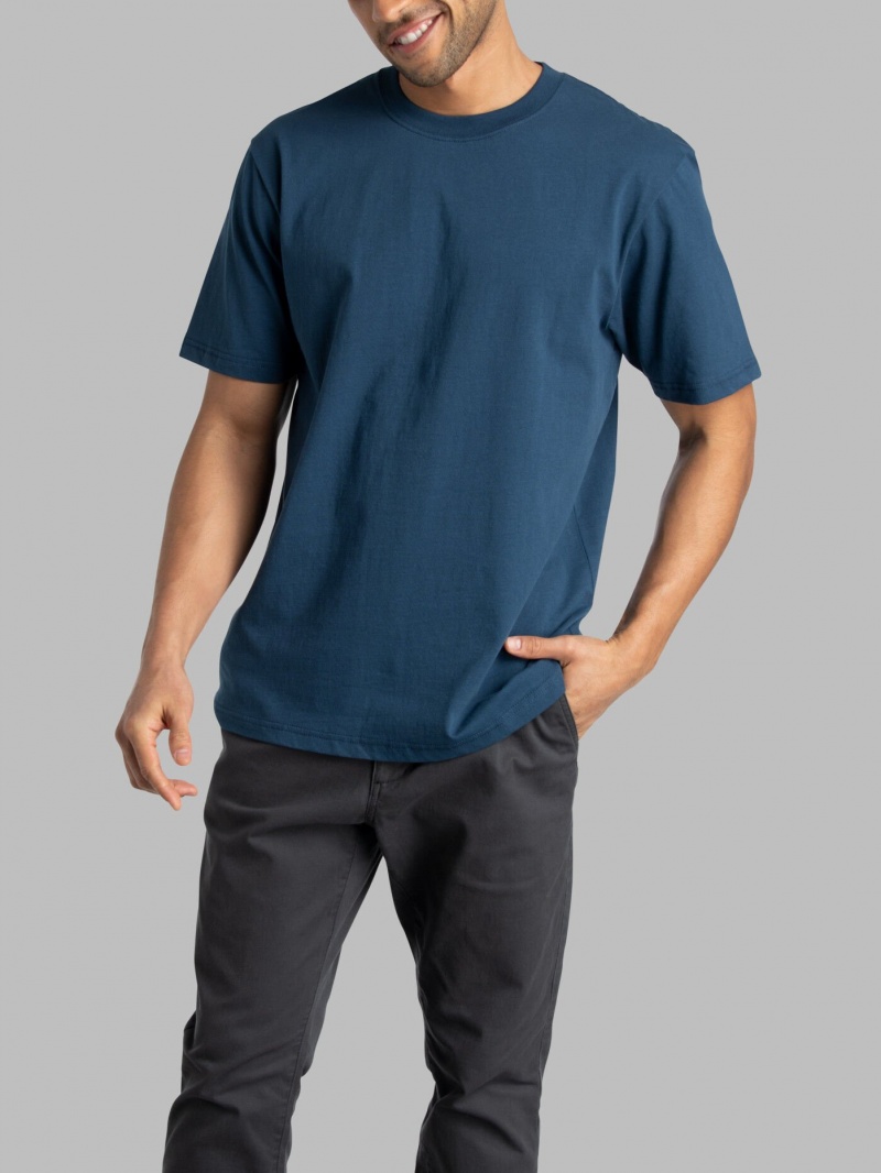 Smoke Blue Fruit Of The Loom Crafted Comfort Legendary Tee™ Crew Men's T Shirts | NYC746590