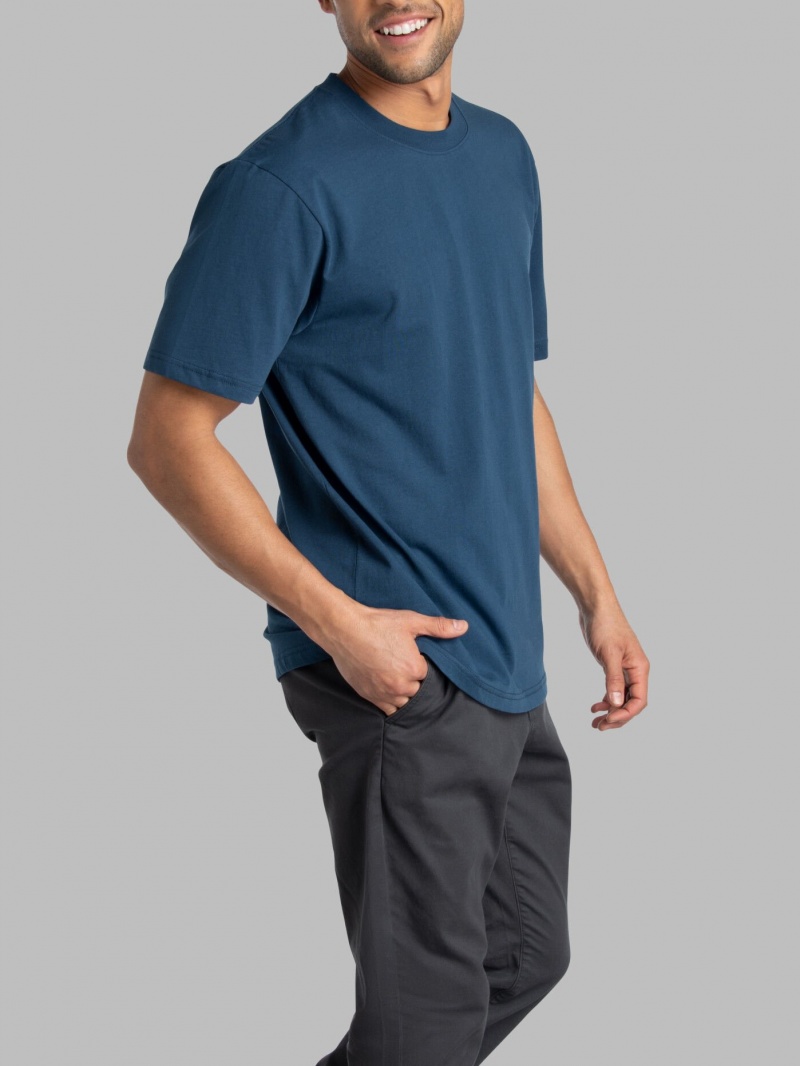 Smoke Blue Fruit Of The Loom Crafted Comfort Legendary Tee™ Crew Men's T Shirts | NYC746590