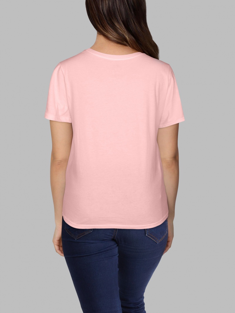 Sweetheart Pink Fruit Of The Loom Crafted Comfort Artisan Tee™ Crew Women's T Shirts | WIZ491537