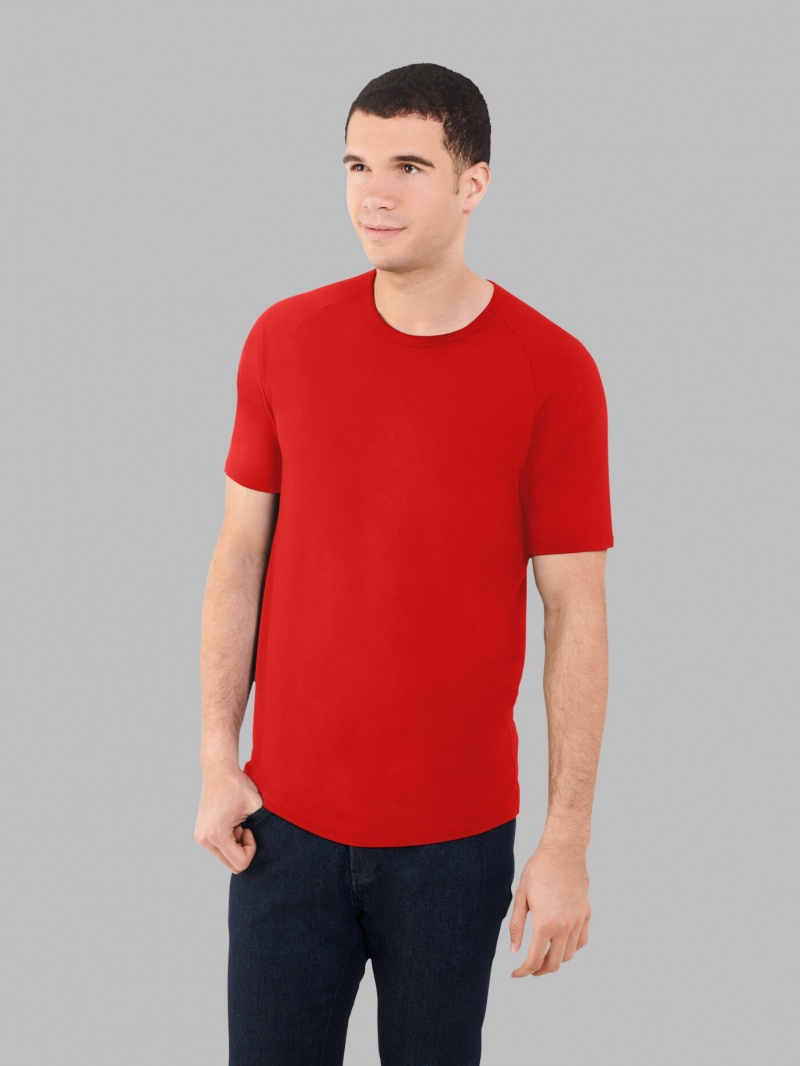 True Red Fruit Of The Loom Short Sleeve EverLight™ Raglan, 2 Pack Men\'s T Shirts | CHU254016