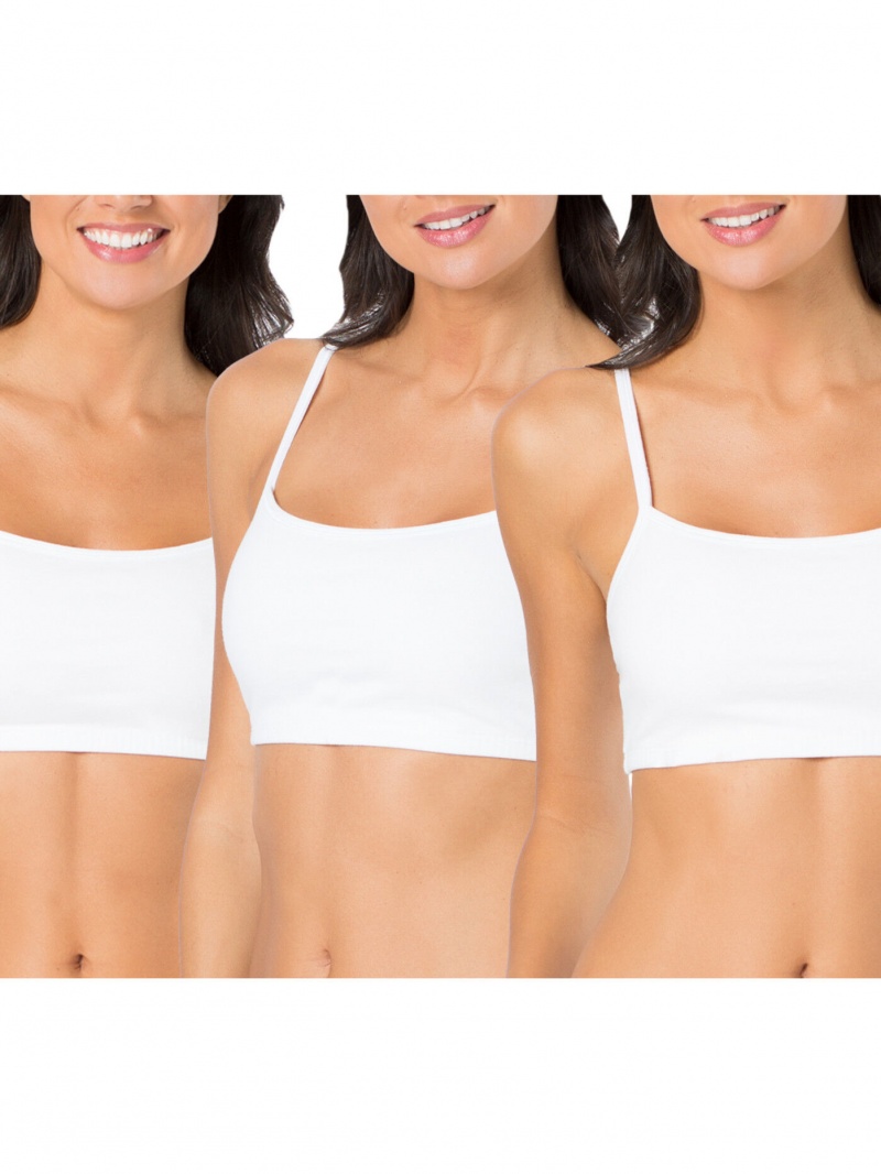 White/White/White Fruit Of The Loom Strappy Sports Bra, 3 Pack Women\'s Sports Bra | MYI081245