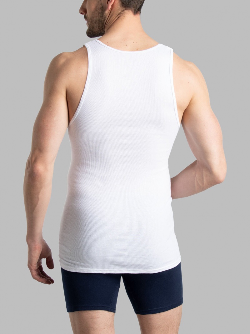 White Fruit Of The Loom Active Cotton blend A-Shirt, 8 Pack Men's Undershirts | SOH063457