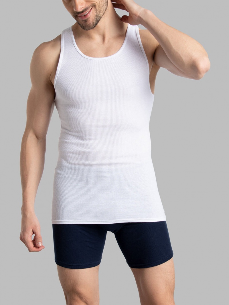 White Fruit Of The Loom Active Cotton blend A-Shirt, 8 Pack Men's Undershirts | GET429850