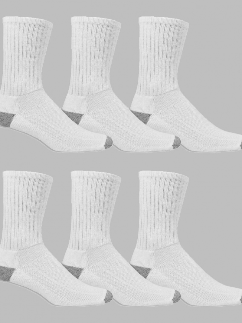 White Fruit Of The Loom Breathable Crew, 6 Pack Men's Socks | PJX532746