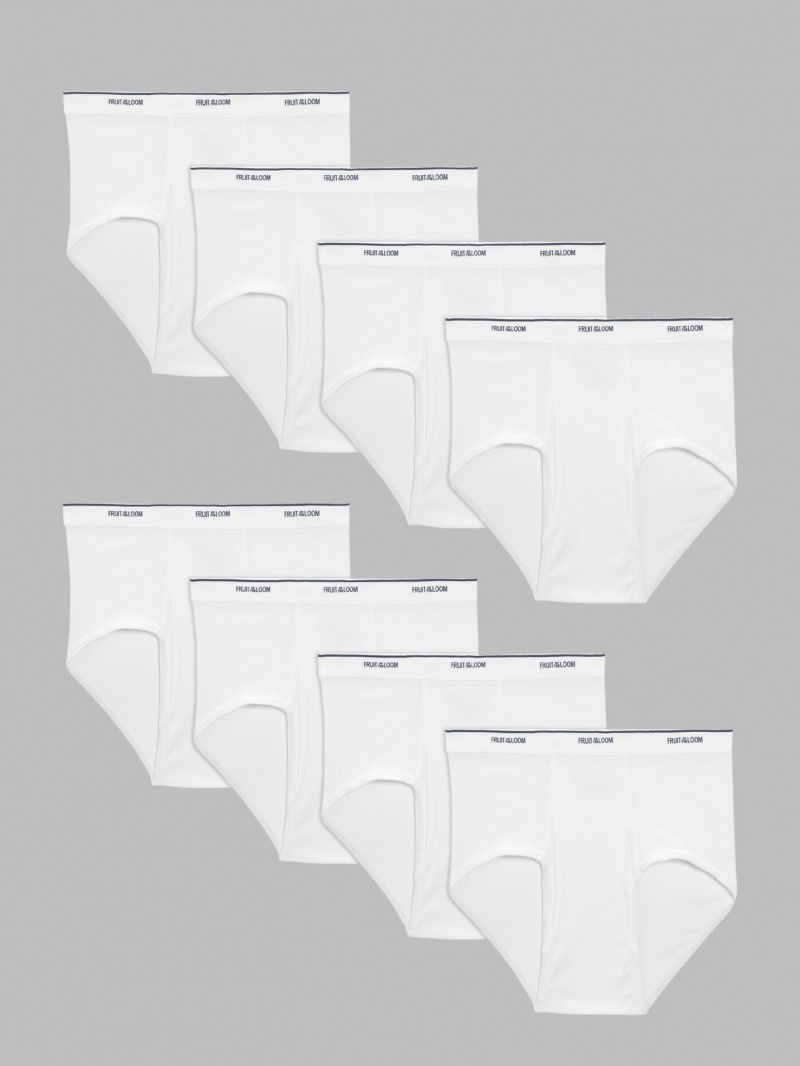 White Fruit Of The Loom Cotton, Extended Sizes 8 Pack Men's Briefs | LNW054827