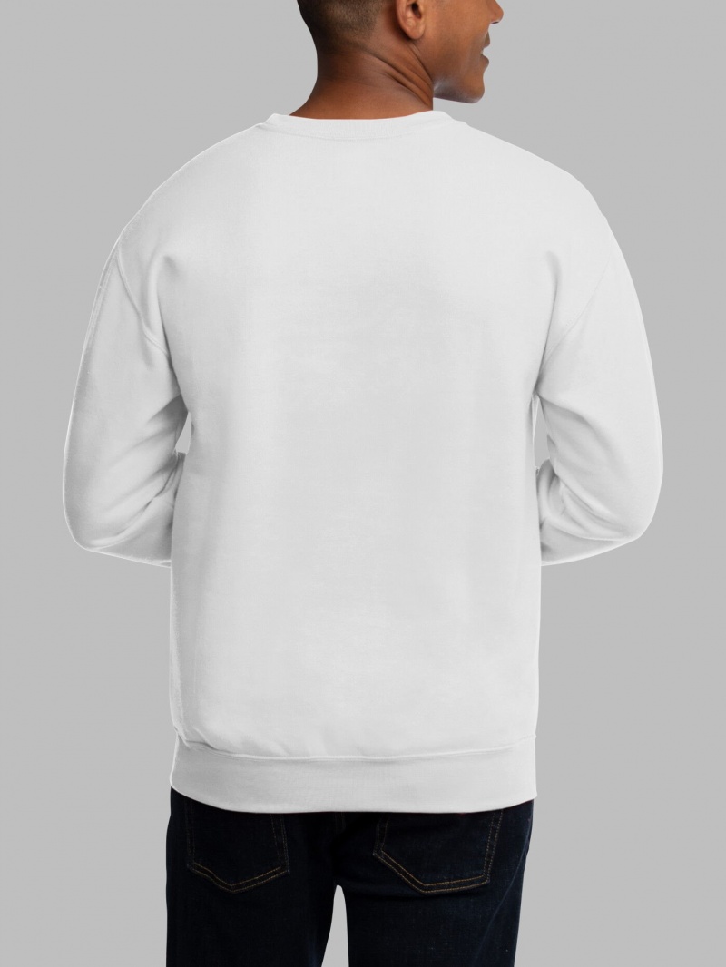 White Fruit Of The Loom EverSoft® Fleece Crew Men's Sweatshirt | NIY352810