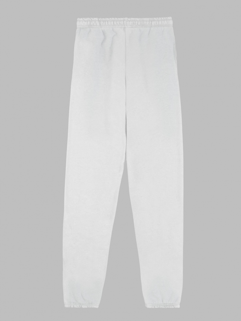 White Fruit Of The Loom EverSoft® Fleece Elastic Bottom, Extended Sizes Men's Sweatpants | SQE861032