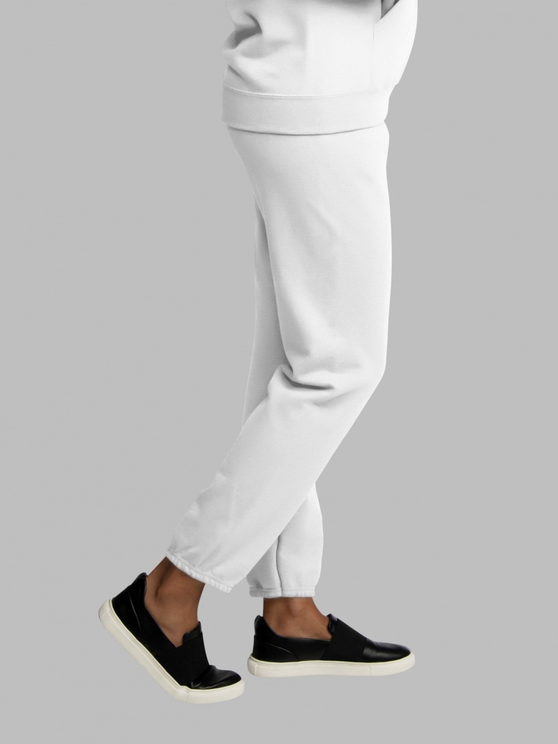 White Fruit Of The Loom EverSoft® Fleece Elastic Bottom, Extended Sizes Men's Sweatpants | SQE861032