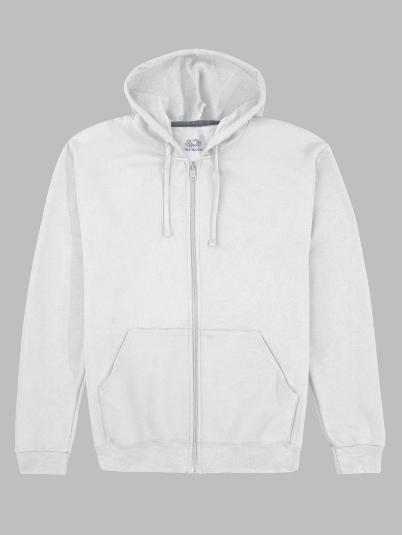 White Fruit Of The Loom EverSoft® Fleece Full Zip Women's Hoodie | PNE172905