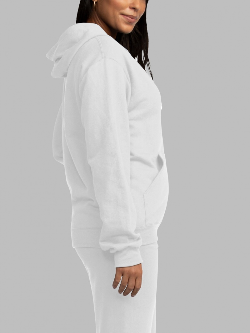 White Fruit Of The Loom EverSoft® Fleece Full Zip Women's Hoodie | PNE172905