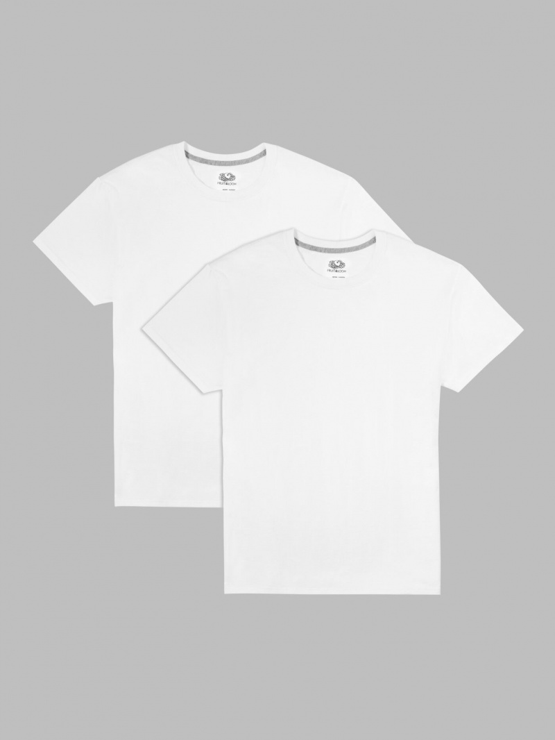 White Ice Fruit Of The Loom Eversoft® Short Sleeve Crew, Extended Sizes 2 Pack Men's T Shirts | BYD561732